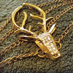 Gold and Rhinestone Deer Bracelet